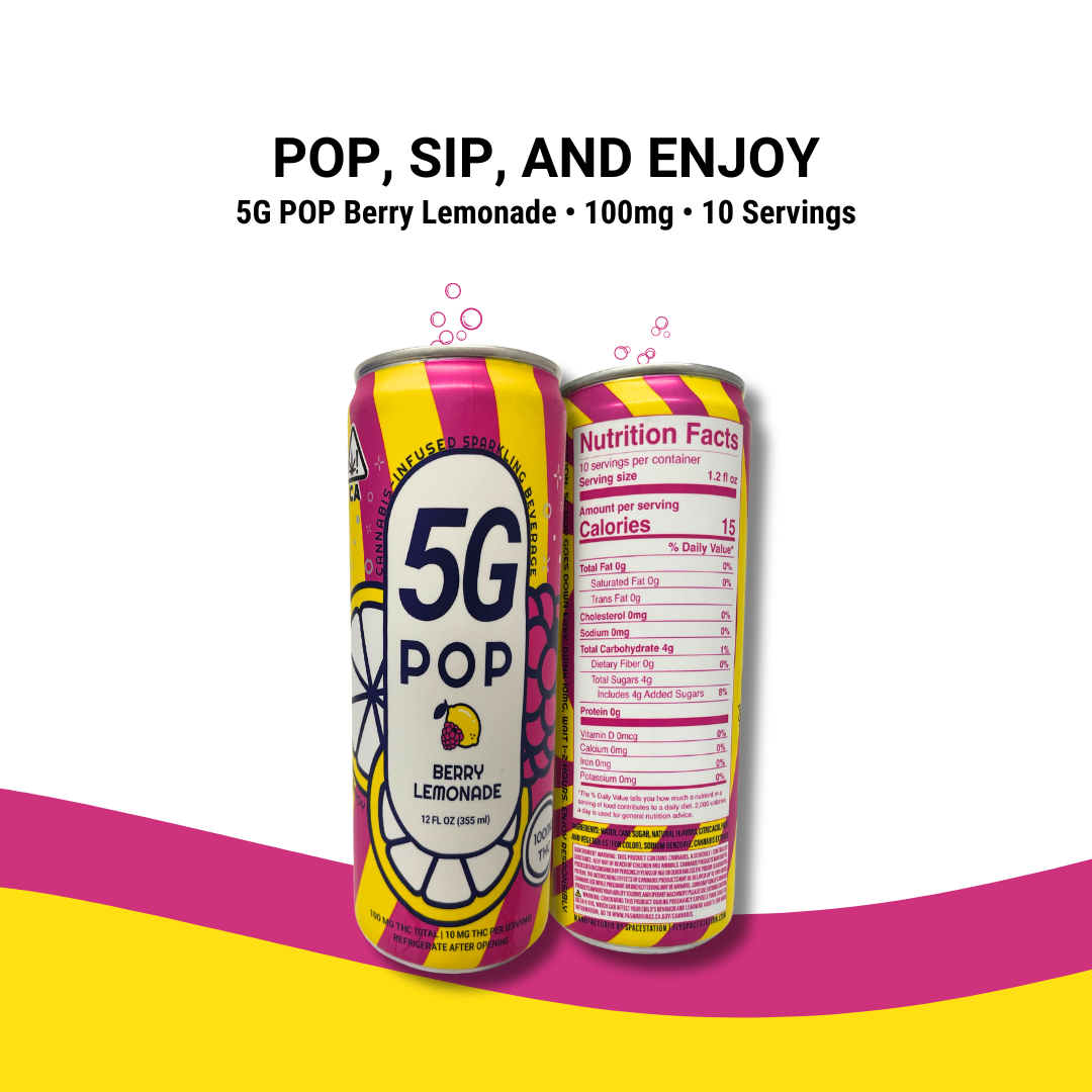 5G Pop Berry Lemonade Pop Sip and Enjoy front and back nutrition information